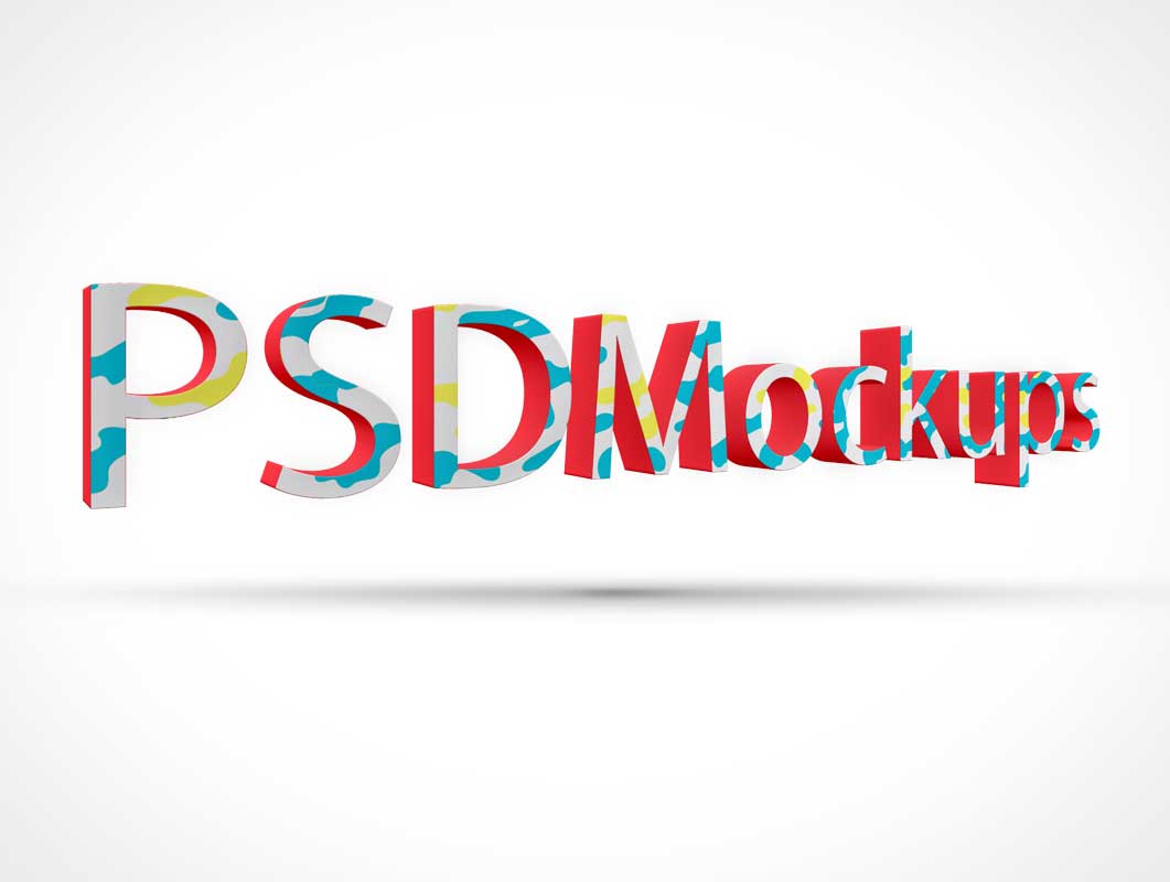 3D Letter Text Effect PSD Mockup