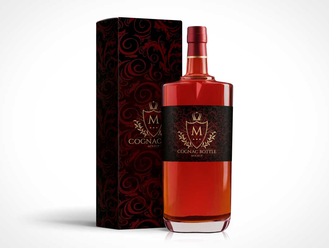 Cognac or Whisky Bottle PSD Mockup
