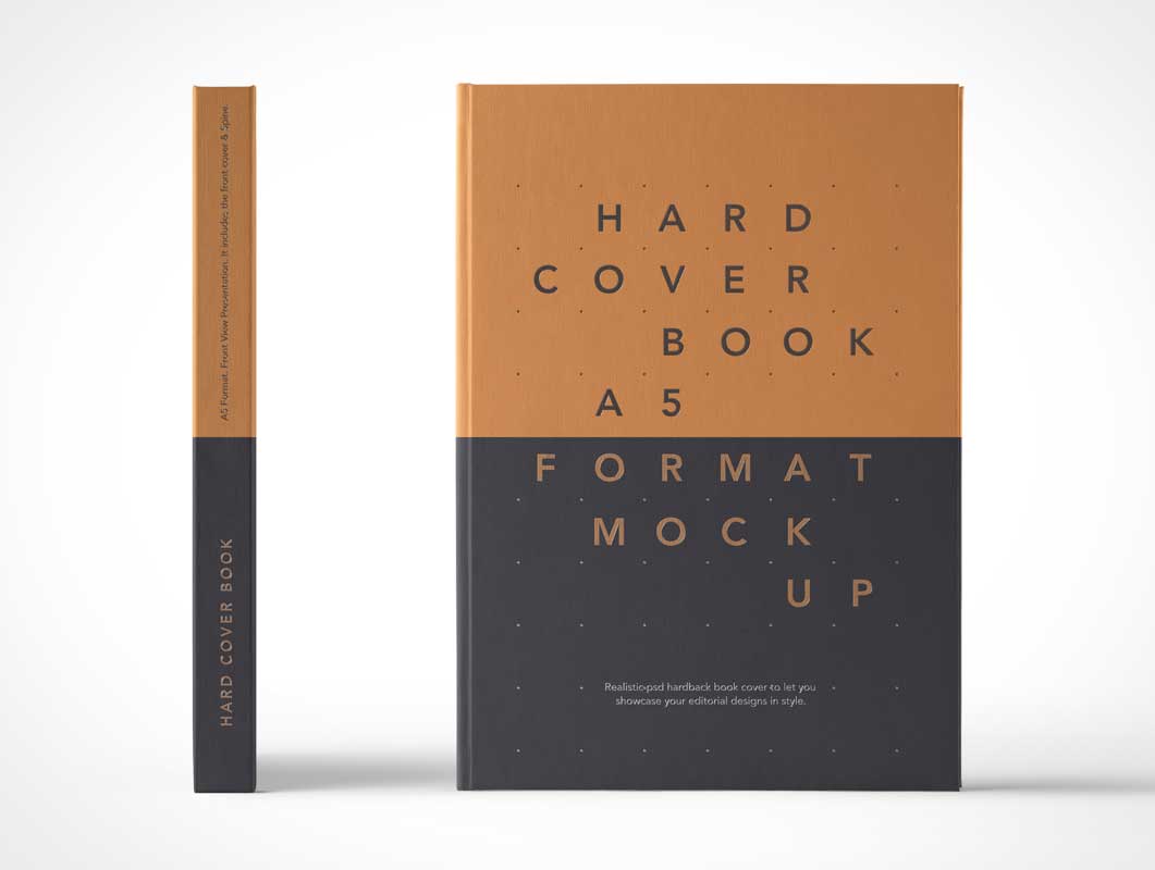 Front Facing A5 Hardcover Book PSD Mockup
