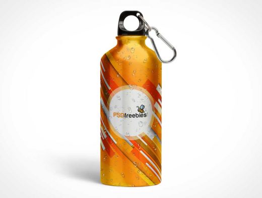 Aluminum Water Bottle With Clip Attachment PSD Mockup