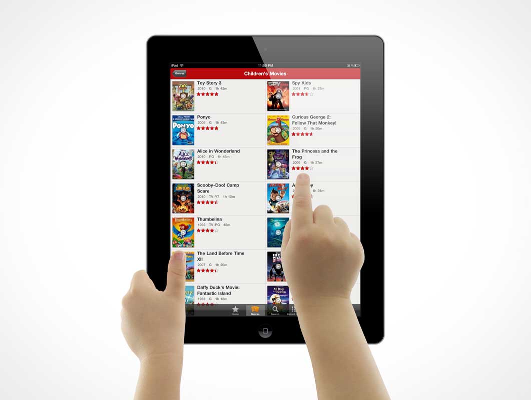Child Hands Using iPad Tablet PSD Mockup