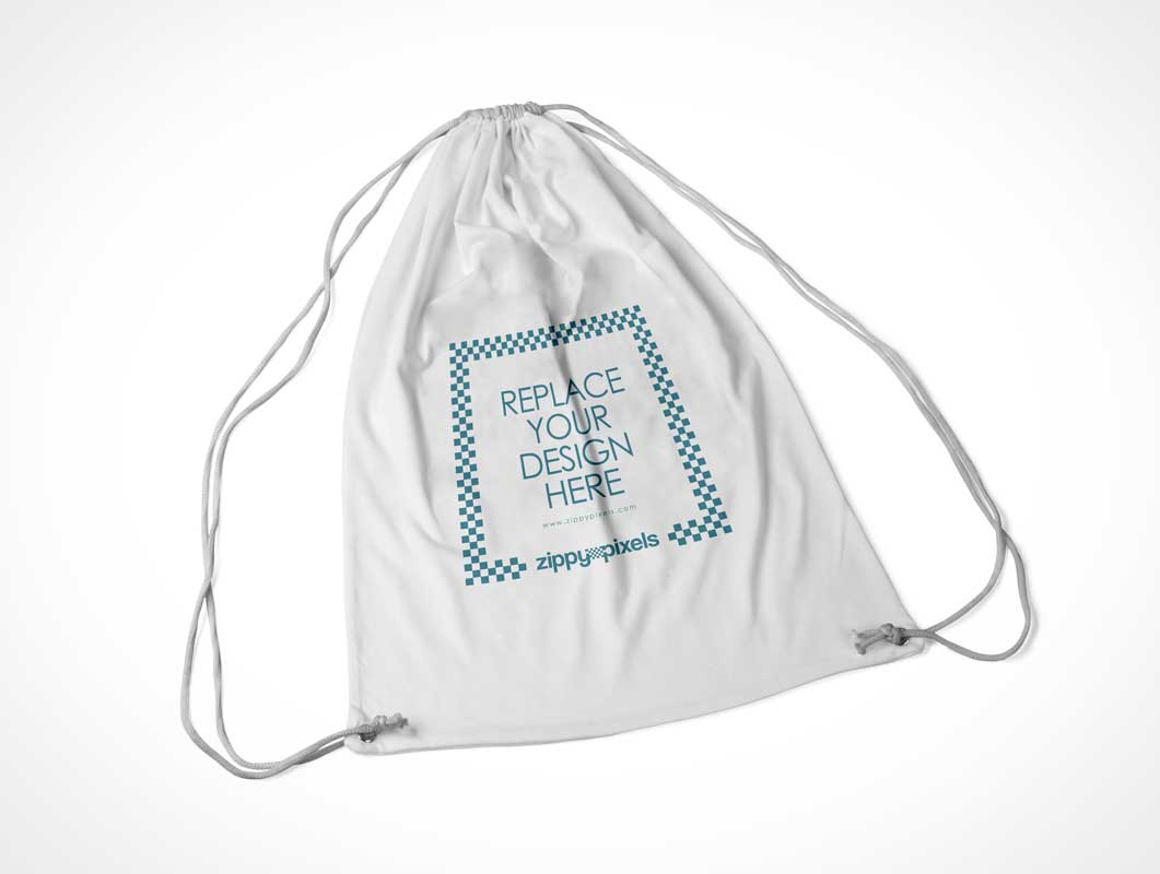 Fabric Drawstring Backpack Bag PSD Mockup