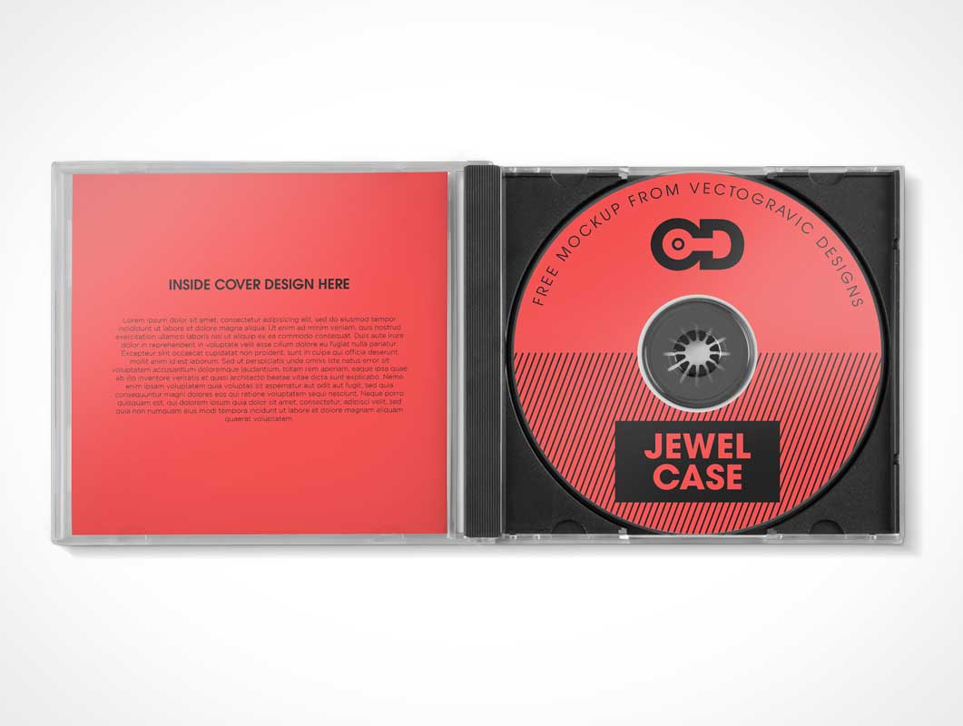 Free Open CD Jewel Case PSD Mockup
