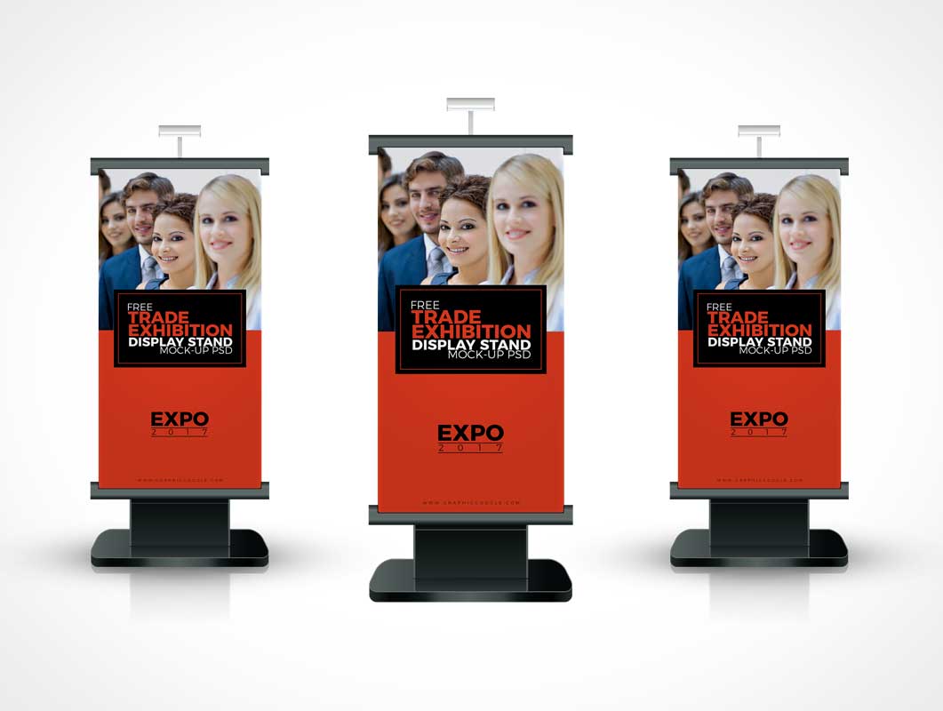 Free Trade Show Exhibition Display Banner PSD Mockup