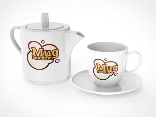 Various Teapot and Ceramic Mug PSD Mockup Templates