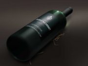 Wine Bottle In Dark Setting PSD Mockup
