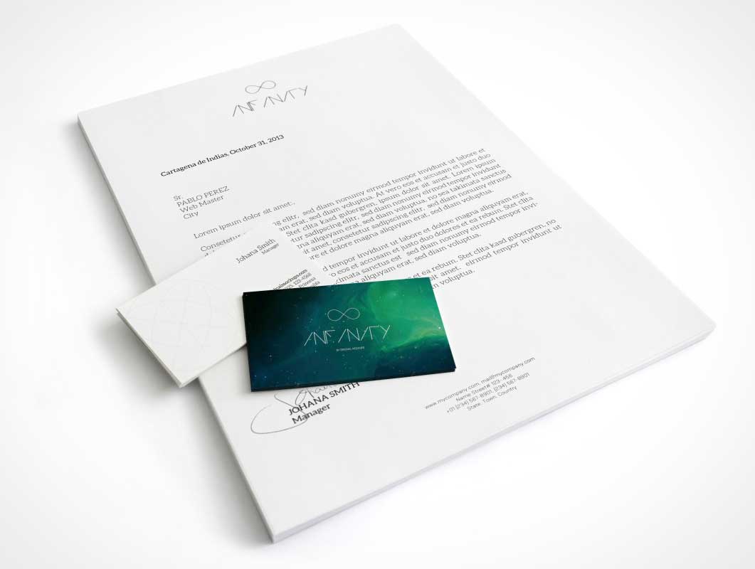 A4 Letterhead & Business Cards PSD Mockup