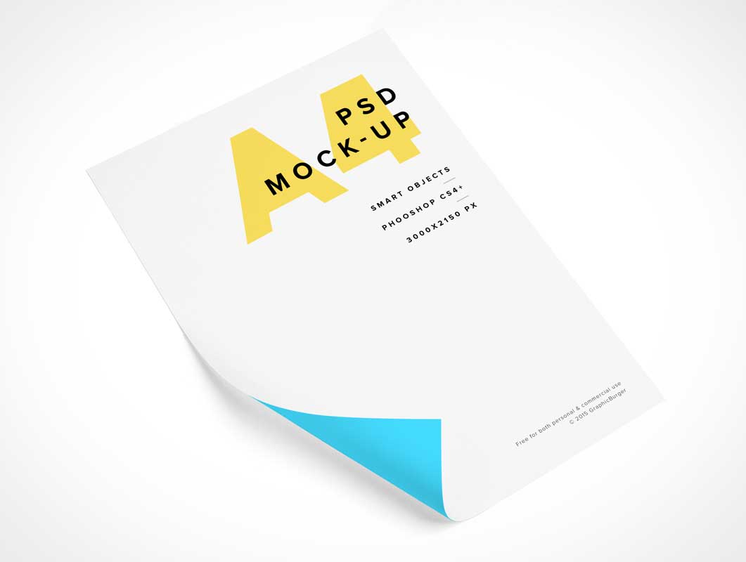 Download A4 Paper Curl Letterhead PSD Mockup - PSD Mockups