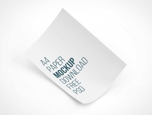 A4 Paper Floating Softly PSD Mockup