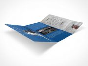 Brochure Tri-Fold Low Angle Presentation PSD Mockup