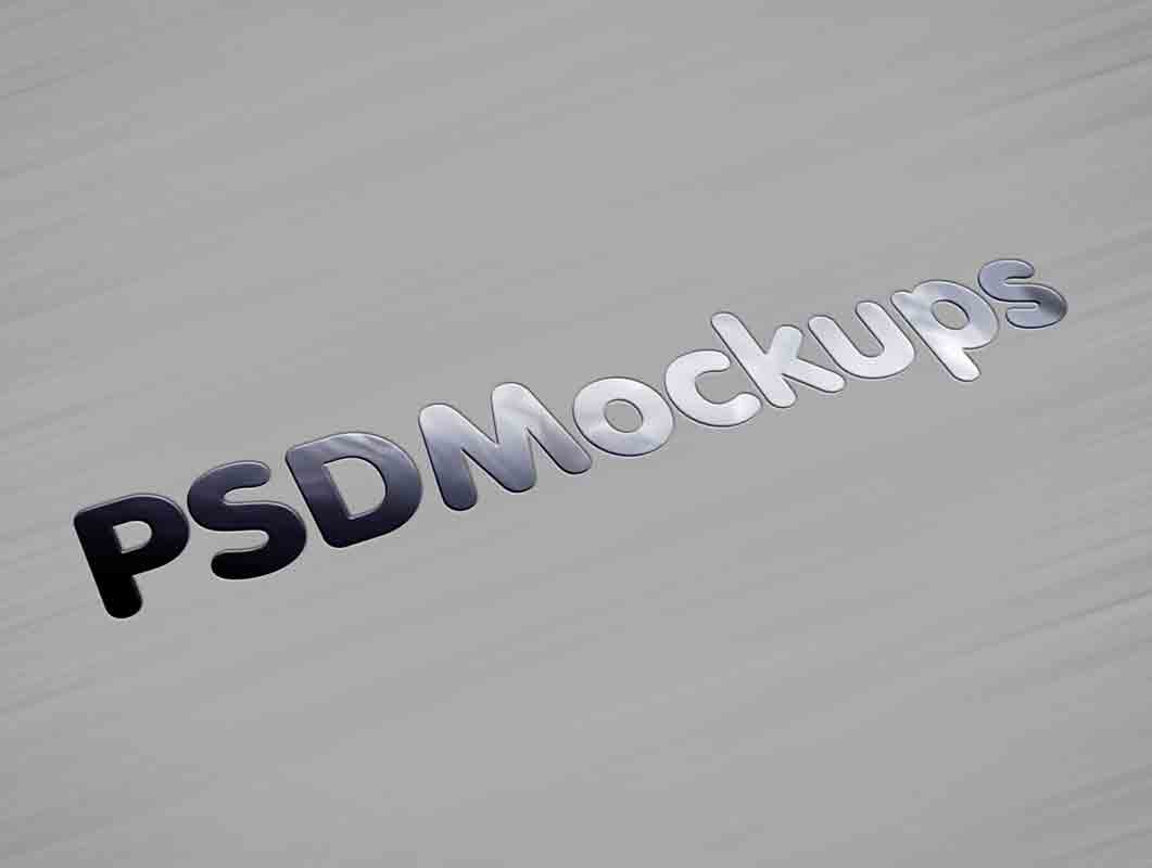 Brushed Metallic & Glossy Logo PSD Mockup