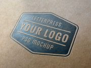 Embossed Letterpress Logo PSD Mockup
