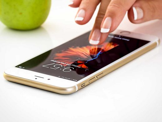 Gold iPhone 7 Plus Female Hand PSD Mockup