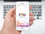 Hand Held iPhone 7 Front View PSD Mockup