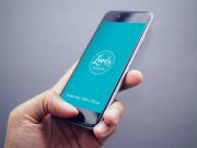 Hand-held iPhone Closeup In Use PSD Mockup