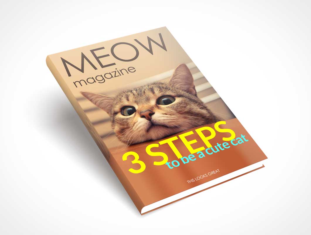 Hardcover Cat Book PSD Mockup