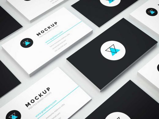 Isometric Wall Of Business Cards PSD Mockup