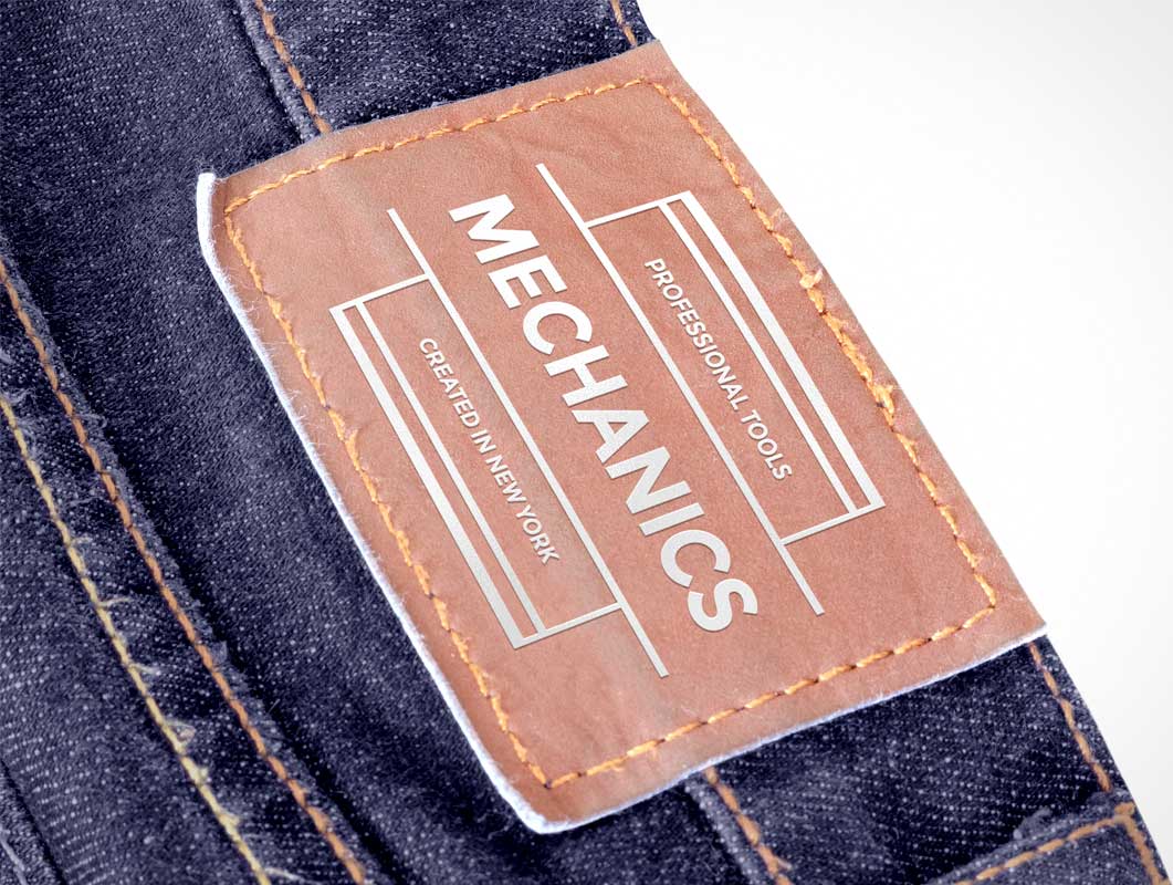 Leather Brand Label For Jean Pants PSD Mockup