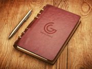 Leather Notebook Cover With Embossed Logo PSD Mockup