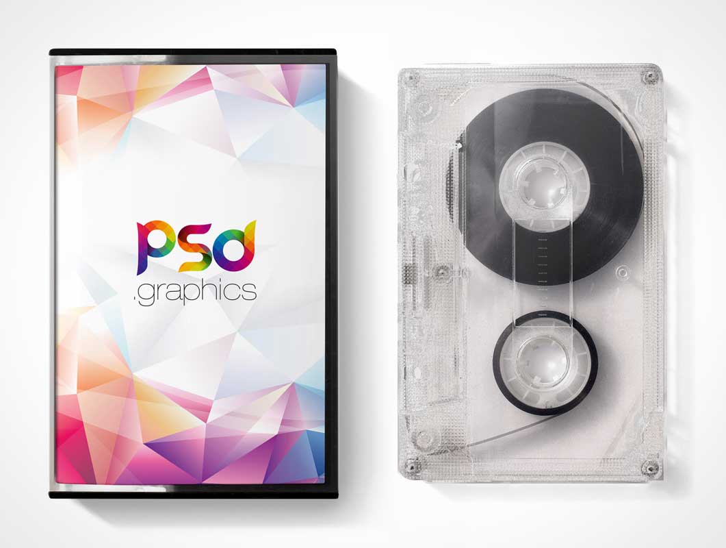 Mix Tape & Cassette Case Cover PSD Mockup