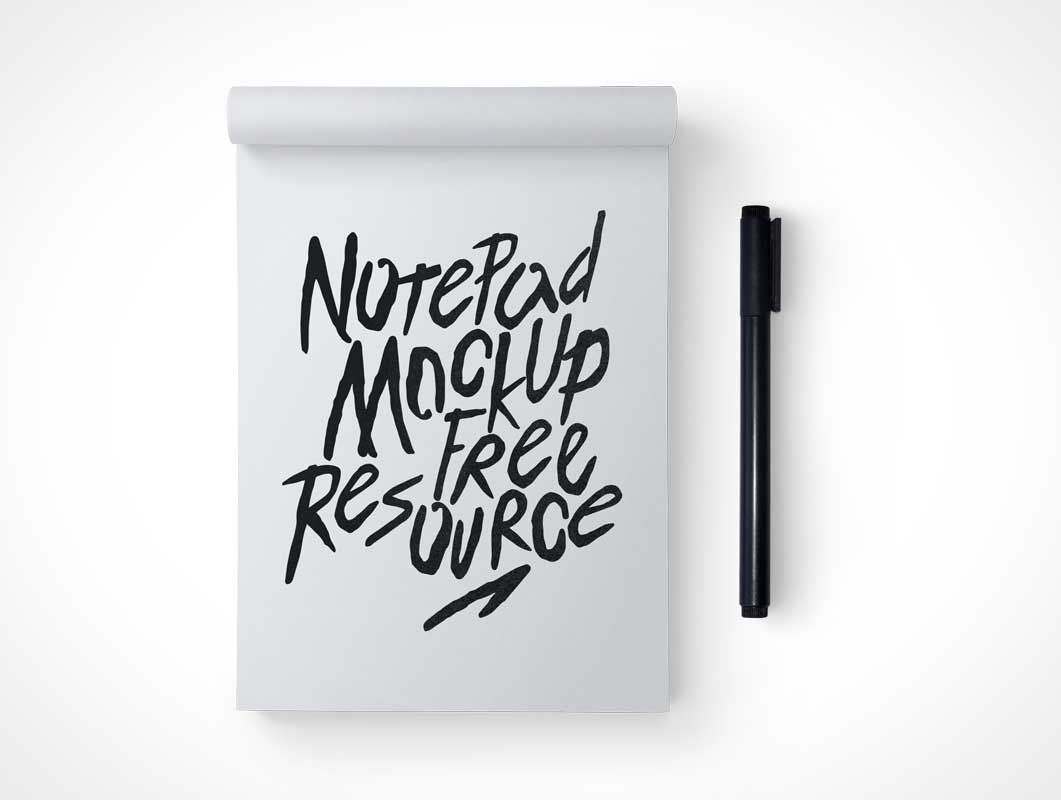 Notepad Face On Top View PSD Mockup