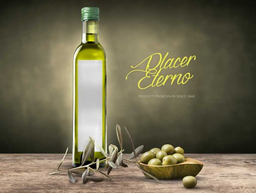 Olive Oil & Vinegar Bottle Label PSD Mockup