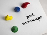 Paint Daub & Logo On Heavy Stock PSD Mockups