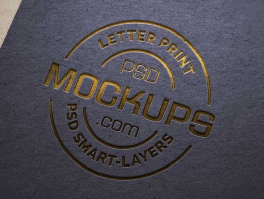 Paper Letterpress Logo PSD Mockup