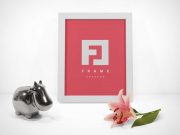 Picture Frame With Trinkets PSD Mockup