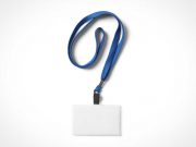 Plastic ID Card Carrier With Lanyard PSD Mockup