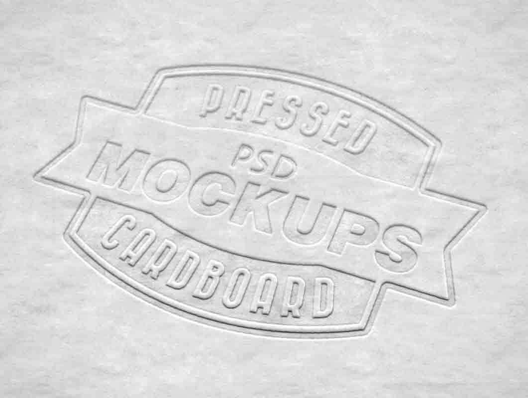 Pressed Embossed Cardboard Logo PSD Mockup