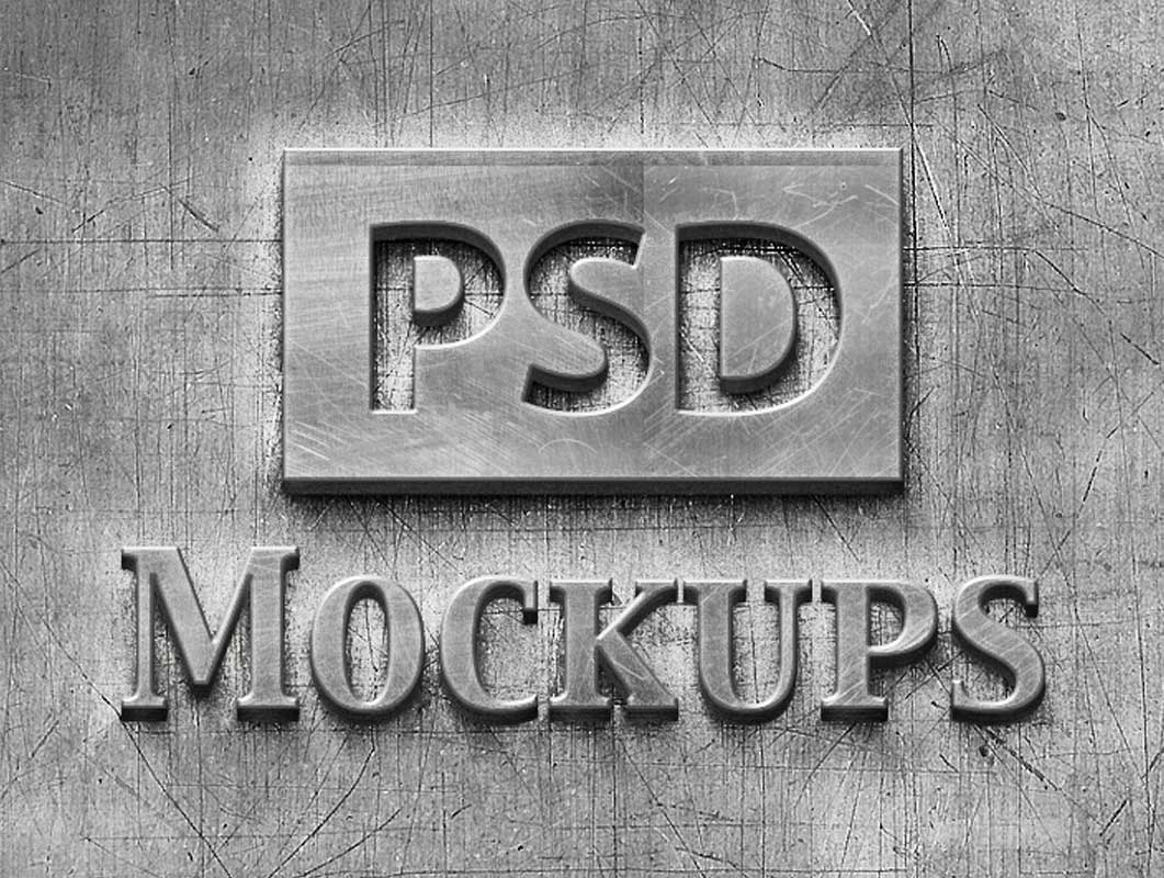 Download Scratched & Brushed Raised Metal Logo PSD Mockup - PSD Mockups