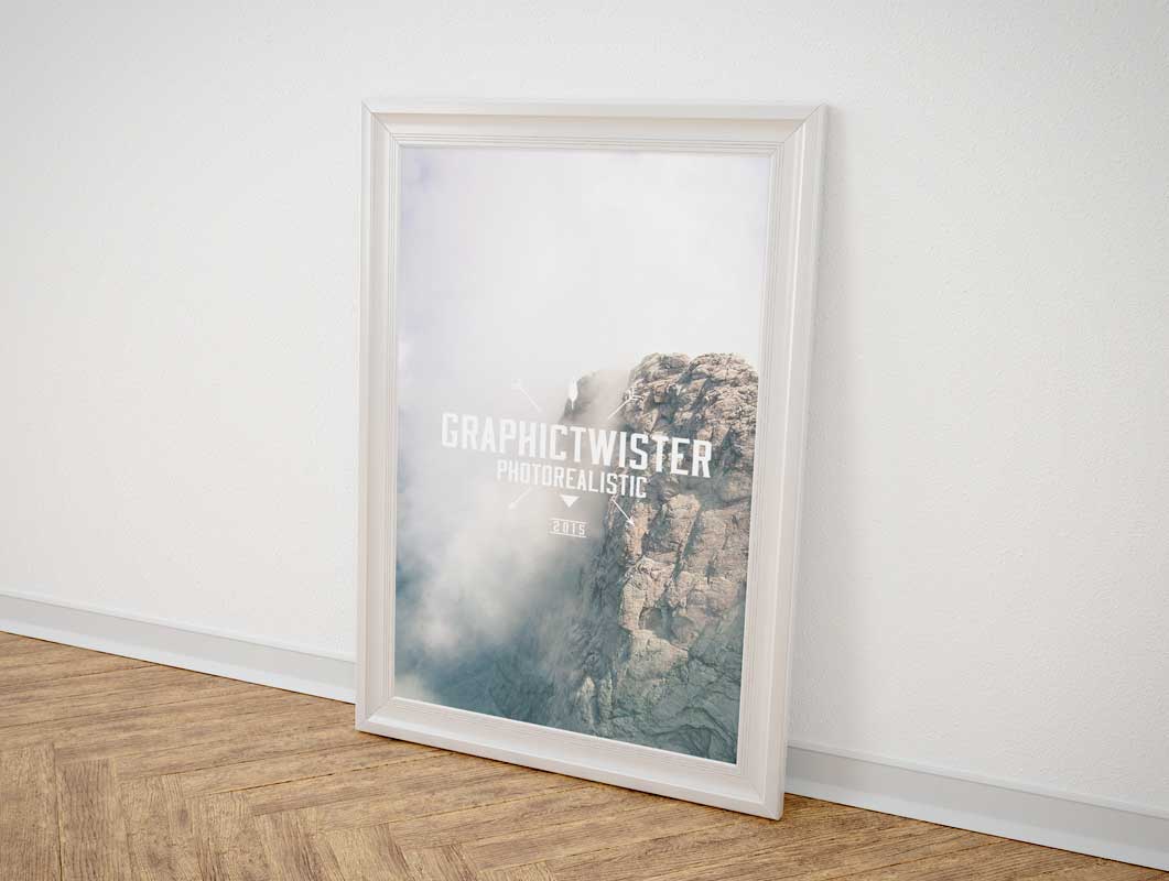 Single Picture Poster Frame PSD Mockup