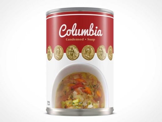 Soup Can Front View PSD Mockup