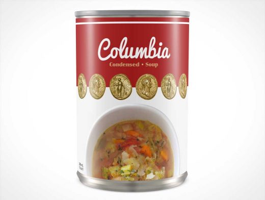 Soup Can Label View PSD Mockup