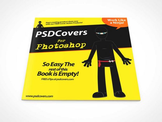 Square Brochure Front Cover Leaning Back PSD Mockup