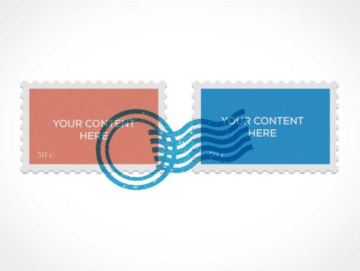 Stamps With Postage Mark PSD Mockup