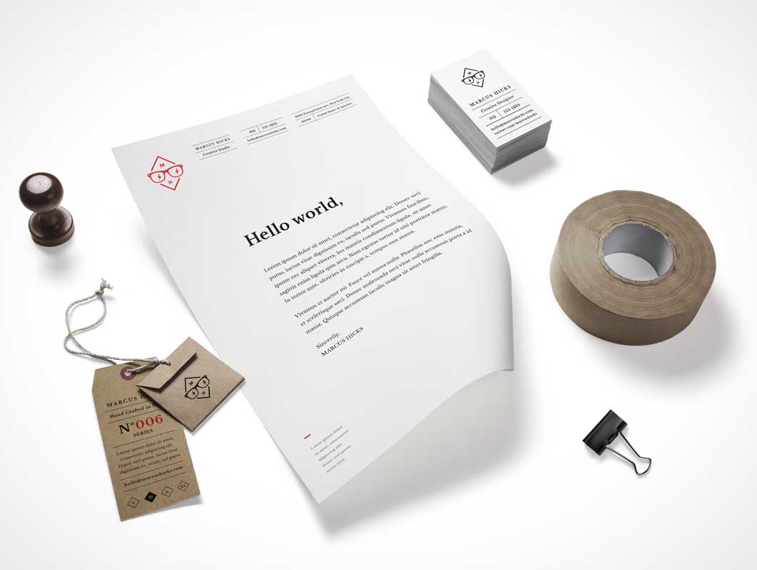 Stationery Branding And Duct Tape PSD Mockup