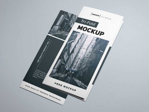 Tri-Fold Brochure Showcase PSD Mockup