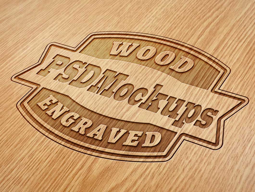 Wood Engraved Logo PSD Mockup