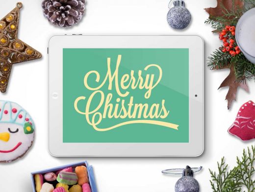 iPad Winter Holidays Christmas Scene PSD Mockup