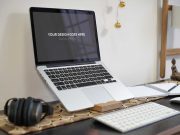 3 MacBook Pro Office Layouts PSD Mockup