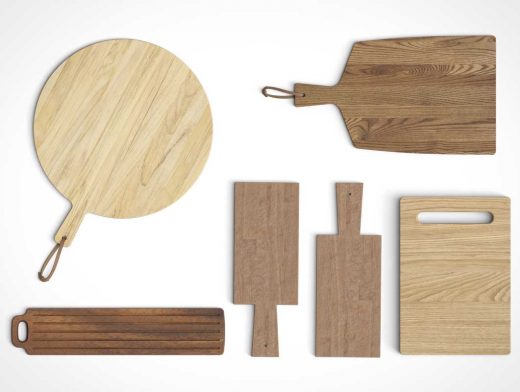 8 Chopping Boards Top Down View PSD Mockups