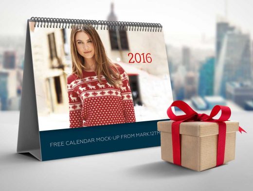 A-Frame Desk Calendar & Gift Box PSD Mockup