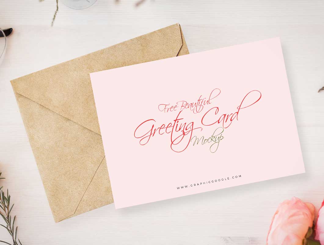 Download Beautiful Greeting Card & Envelope PSD Mockup - PSD Mockups