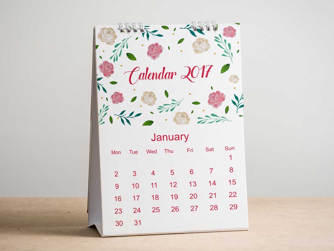 Calendar A-Frame Desk Product PSD Mockup
