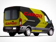 Cargo Delivery Van Front, Back and Side Views PSD Mockup