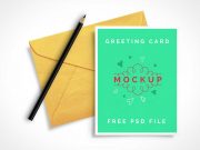 Greeting Card & Envelop PSD Mockup