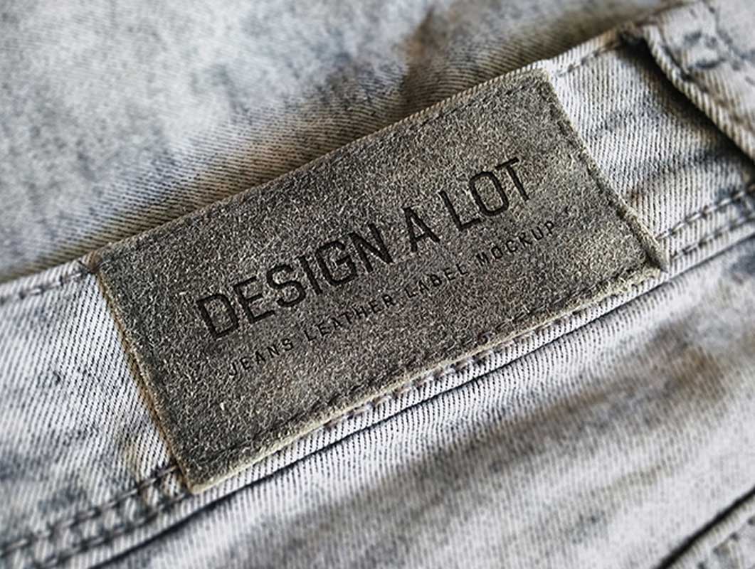 Jeans Leather Branding Label Tag PSD Mockup