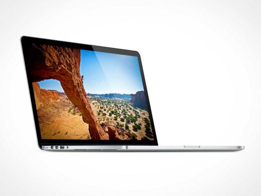 MacBook Pro Screen Side Angle View PSD Mockup